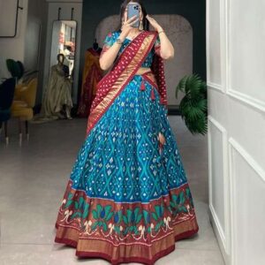 Deep Blue Exquisite Dola Silk Lehenga Set