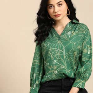 Short Green Top printed