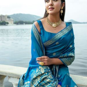 Cerulean Blue Soft Silk Saree