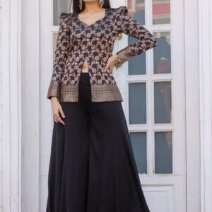 Jet Black Weaving Palazoo Set