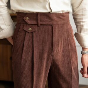 High Quality Corduroy Trousers Pant For Man High Waist Office Dress Trouser