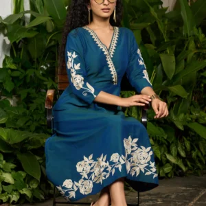 Flowral Blue One Piece with design