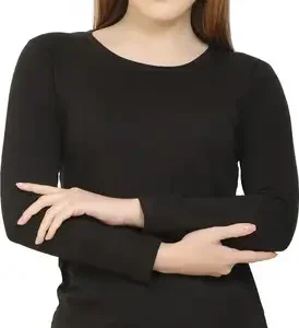 Solid Women Black T-Shirt