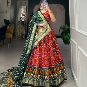 Rose Red Exquisite Dola Silk Lehenga Set