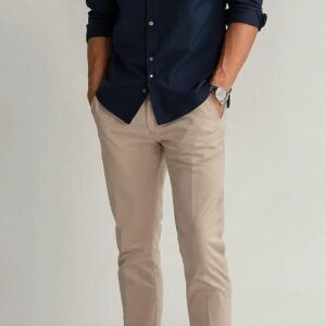 Office Casual wear Outer Look for Men Dark Blue & Cream Pants