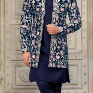 Men's Indian Latest Design For Blue Western Sherwani