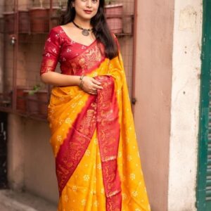 Mustard yellow Soft Crap Type Self Woven Smooth Fabric