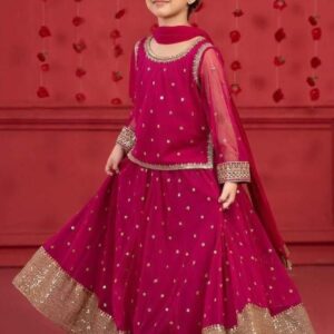 Pink Printed Color Lehenga for Girls